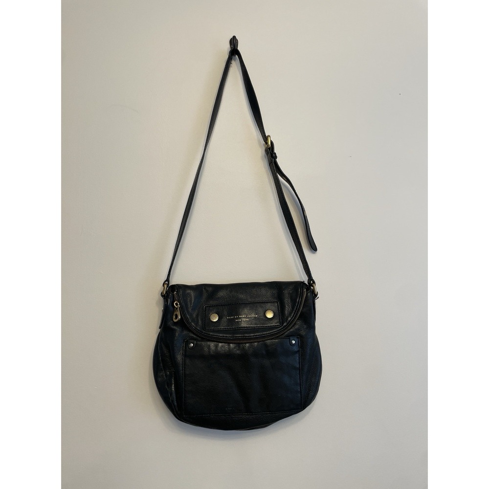 Marc by Marc Jacobs‎ Bag Black Goat Leather Crossbody Handbag Purse Zipper Used